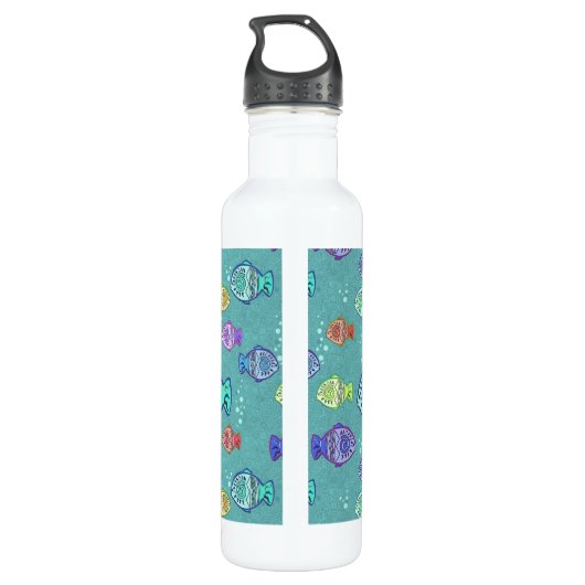 Clip Art Fish Pattern + jouw ideeën Waterfles (Achterkant)