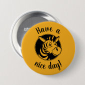 Clipart Zebra, fijne dag! Gele knop Ronde Button 7,6 Cm (Voorkant /achterkant)