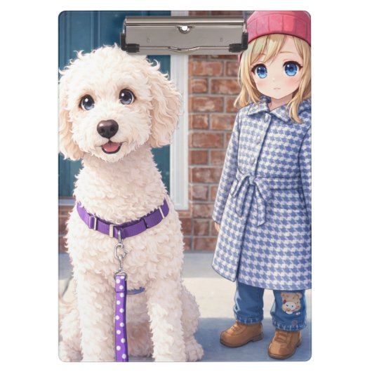 Clipboard Little Girl & Dog Cute  Klembord (Voorkant)