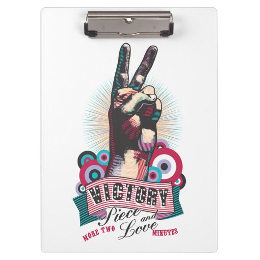 Clipboard – Victory Peace & Love Pop-Art Design Klembord (Voorkant)