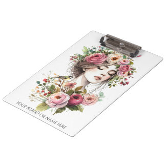 Clipboard Women with Roses-Wreath Klembord