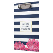 Clipbord van Navy Stripe en Roze Peony Klembord (Links)