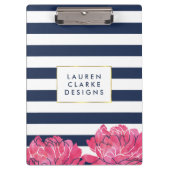 Clipbord van Navy Stripe en Roze Peony Klembord (Voorkant)