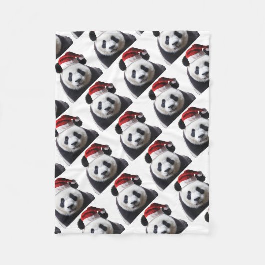 Clipped-Panda-Santa-2 Fleece Deken (Voorkant)