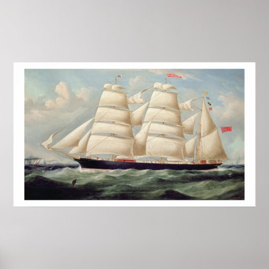 Clipper Barque "Clendovey" (olie op doek) Poster (Voorkant)