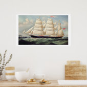 Clipper Barque "Clendovey" (olie op doek) Poster (Keuken)