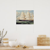Clipper Barque "Clendovey" (olie op doek) Poster (Keuken)