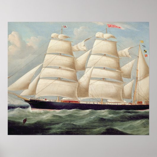 Clipper Barque "Clendovey" (olie op doek) Poster (Voorkant)