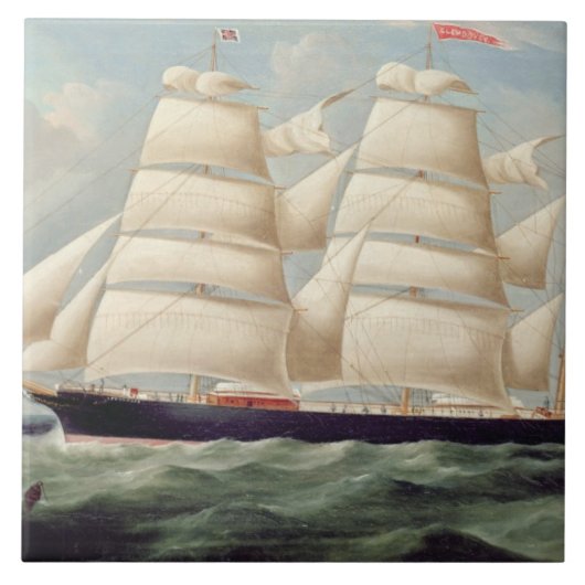 Clipper Barque "Clendovey" (olie op doek) Tegeltje (Voorkant)