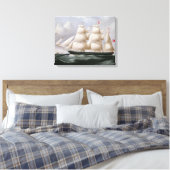 Clipper Barque 'Procymatia' van Dover (olie op kan Canvas Afdruk (Insitu (Slaapkamer))