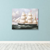 Clipper Barque 'Procymatia' van Dover (olie op kan Canvas Afdruk (Insitu (Houten vloer))