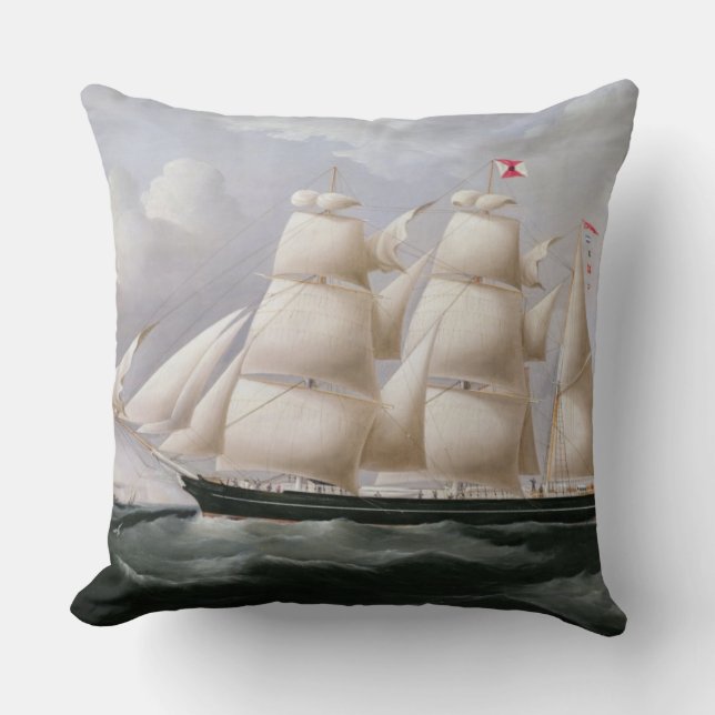 Clipper Barque 'Procymatia' van Dover (olie op kan Kussen (Voorkant)