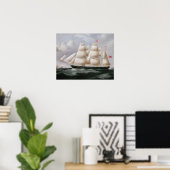 Clipper Barque 'Procymatia' van Dover (olie op kan Poster (Thuiskantoor)