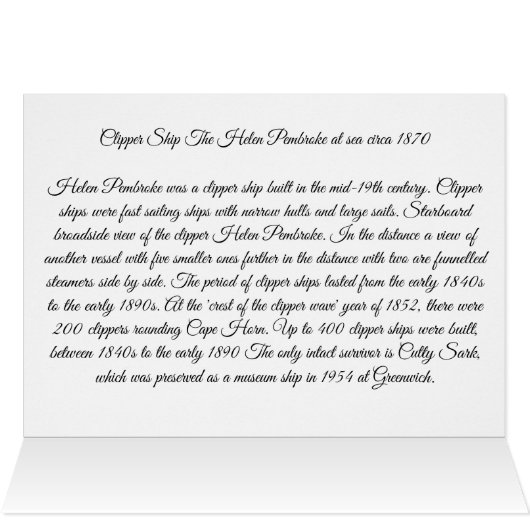 Clipper Schip De Helen Pembroke 1870 (Binnen Horizontaal (Boven))