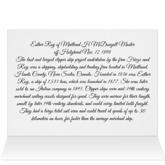 Clipper Schip Esther Roy 1898 (Binnen Horizontaal (Boven))