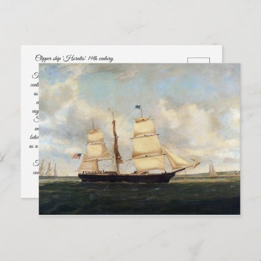 Clipper schip Horatio 19e eeuw Briefkaart (Voorkant / Achterkant)
