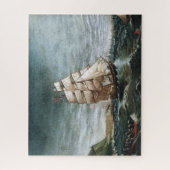 Clipper Schip in de haven van New York 1890 Legpuzzel (Verticaal)