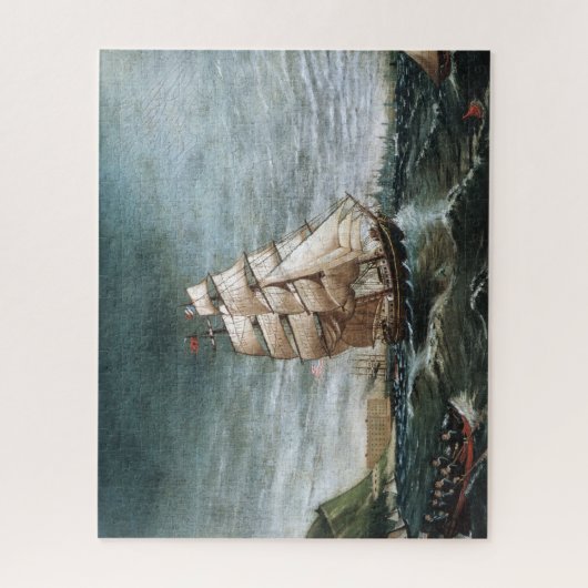 Clipper Schip in de haven van New York 1890 Legpuzzel (Verticaal)