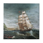 Clipper Schip in de haven van New York 1890 Tegeltje (Voorkant)