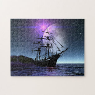 Clipper Schip in Moonlight Legpuzzel