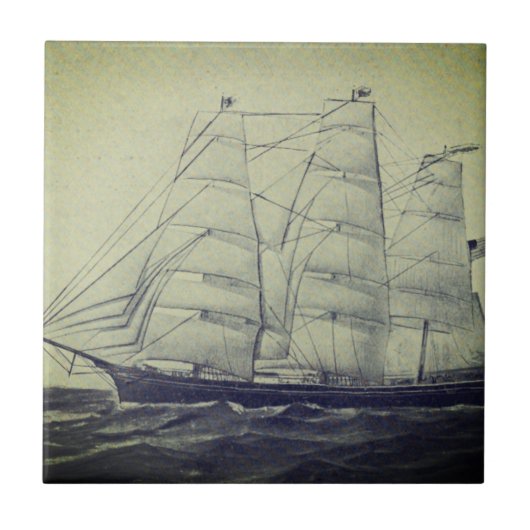 Clipper Schip Jong Amerika 1853 Tegeltje (Voorkant)