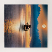 Clipper schip op maanverlichte oceaan legpuzzel (Horizontaal)