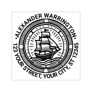 Clipper schip zeilboot naam retouradres zelfinktende stempel