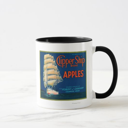 Clipper Ship Apple Label (groen) - Cashmere, WA Mok (Rechts)