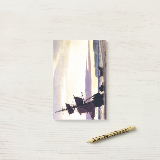 Clipper Ship Beach Sunset Bradford Post It Notes (Op bureau)