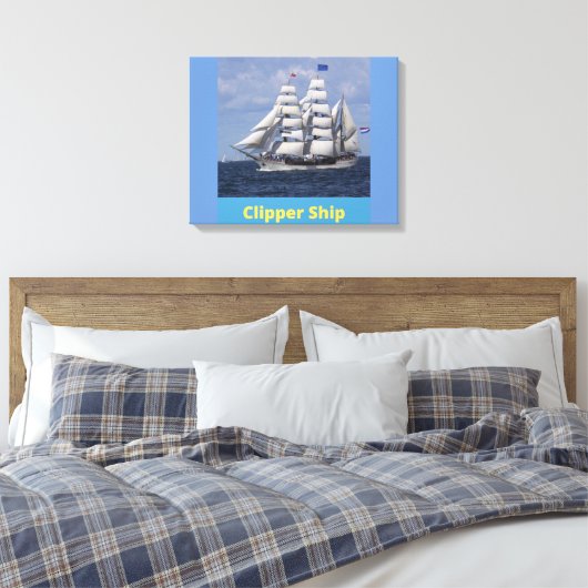 Clipper Ship British Kapitein Canvas Wall Art (Insitu (Slaapkamer))