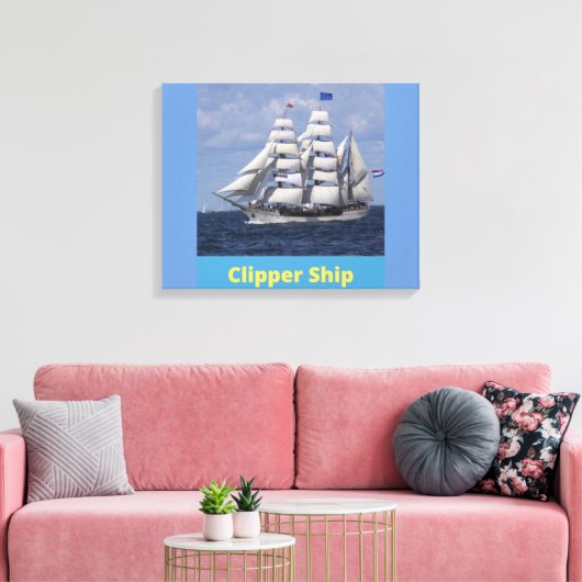 Clipper Ship British Kapitein Canvas Wall Art (Insitu (Woonkamer))