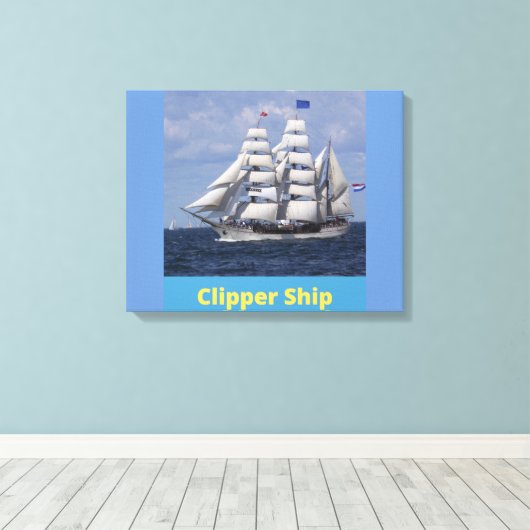 Clipper Ship British Kapitein Canvas Wall Art (Insitu (Houten vloer))