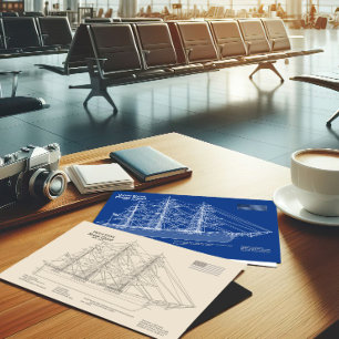 Clipper Ship Flying Cloud - Blauwdruk ABD Briefkaart