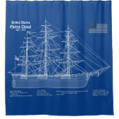 Clipper Ship Flying Cloud - Blauwdruk ABD Douchegordijn (Voorkant)