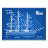Clipper Ship Flying Cloud - Blauwdruk ABD Foto Afdruk (Voorkant)