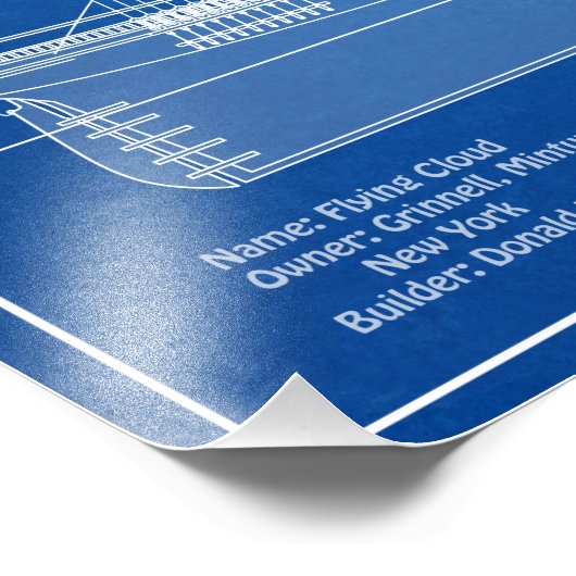 Clipper Ship Flying Cloud - Blauwdruk ABD Foto Afdruk (Hoek)