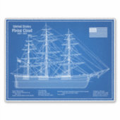 Clipper Ship Flying Cloud - Blauwdruk ABD Sticker (Voorkant)