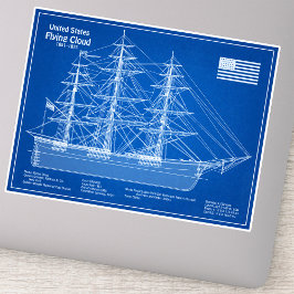 Clipper Ship Flying Cloud - Blauwdruk ABD Sticker