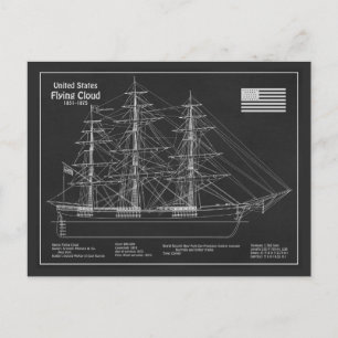 Clipper Ship Flying Cloud - Blauwdruk PDF Briefkaart