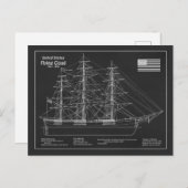 Clipper Ship Flying Cloud - Blauwdruk PDF Briefkaart (Voorkant / Achterkant)
