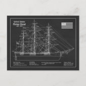 Clipper Ship Flying Cloud - Blauwdruk PDF Briefkaart (Voorkant)
