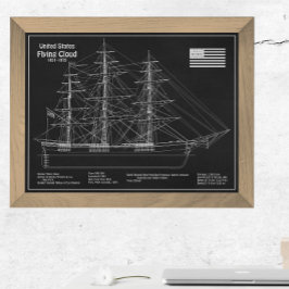 Clipper Ship Flying Cloud - Blauwdruk PDF Foto Afdruk