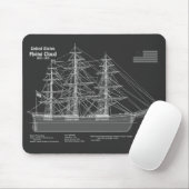 Clipper Ship Flying Cloud - Blauwdruk PDF Muismat (Met muis)