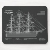 Clipper Ship Flying Cloud - Blauwdruk PDF Muismat (Voorkant)