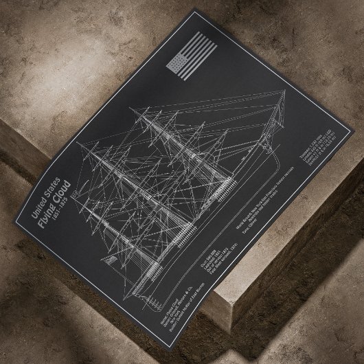 Clipper Ship Flying Cloud - Blauwdruk PDF Poster