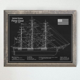 Clipper Ship Flying Cloud - Blauwdruk PDF Poster