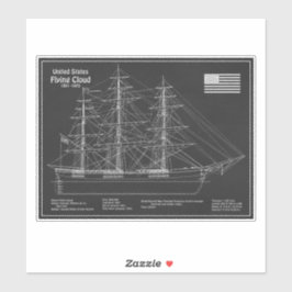 Clipper Ship Flying Cloud - Blauwdruk van het schi Sticker