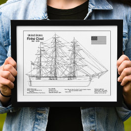 Clipper Ship Flying Cloud - Blauwdruk voor schepen Foto Afdruk