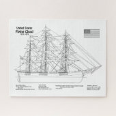 Clipper Ship Flying Cloud - Blauwdruk voor schepen Legpuzzel (Horizontaal)