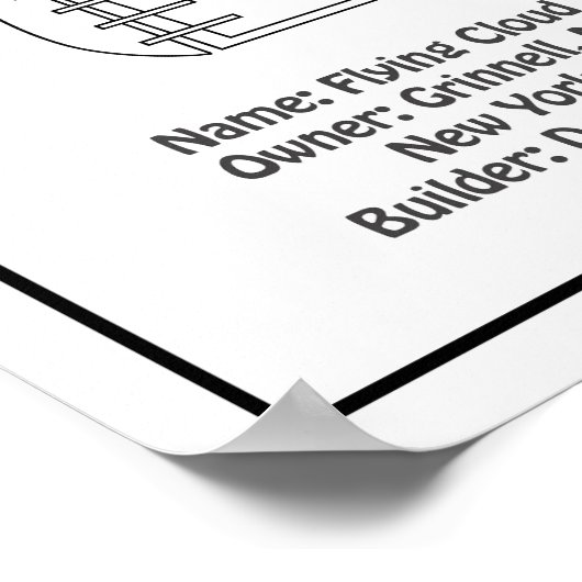 Clipper Ship Flying Cloud - Blauwdruk voor schepen Poster (Hoek)